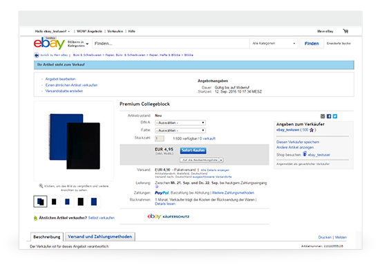 Warenwirtschaft eBay Large Merchant Services (LMS) Auktion