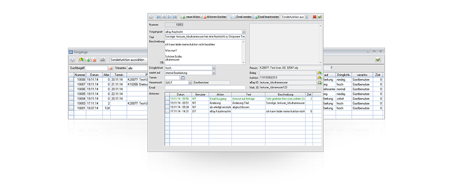 Vorgänge in der ERP CRM Software